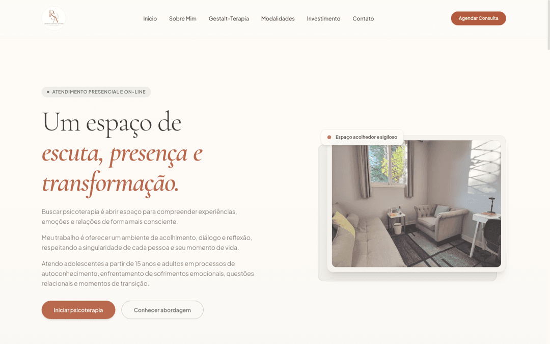 Captura de tela do site desenvolvido para Pedro Altieri